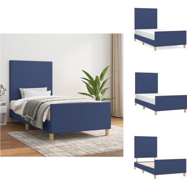 Vidaxl Struttura Letto Con Testiera In Tessuto Blu 90X190 Cm - Letti E Strutture Letto-image