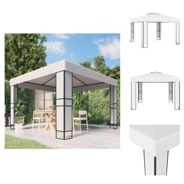 Vidaxl Padiglione Con Doppio Tetto 3 X 3 M Bianco - Padiglioni E Tende Per Feste-image