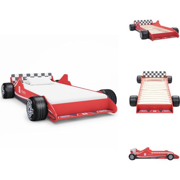 Vidaxl Lettino Per Bambini Con Design Di Auto Da Corsa 90 X 200 Cm Rosso - Letti Per Bambini E Ragazzi-image