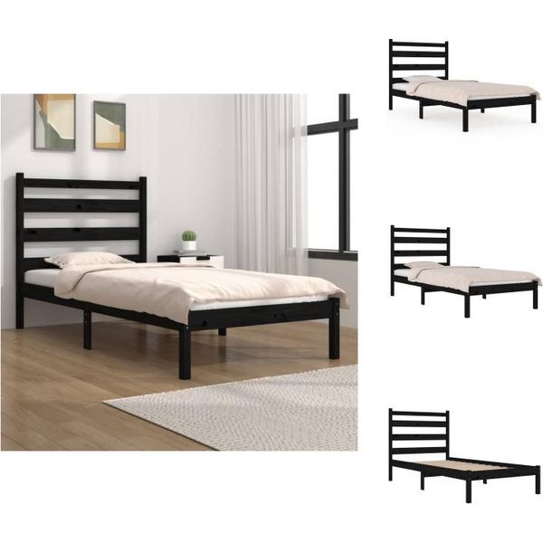 Vidaxl Letto In Legno Massiccio Di Pino Nero 100X200 Cm - Letti E Strutture Letto-image