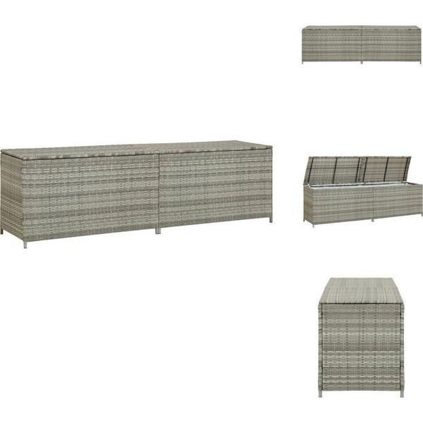 Vidaxl Cassetta Da Giardino In Poly Rattan 200X50X60 Cm Grigio - Cassette Da Giardino-image