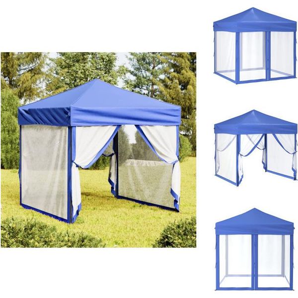 Vidaxl Tenda Per Feste Pieghevole Con Pareti Laterali Blu 2X2 M - Padiglioni E Tende Per Feste-image