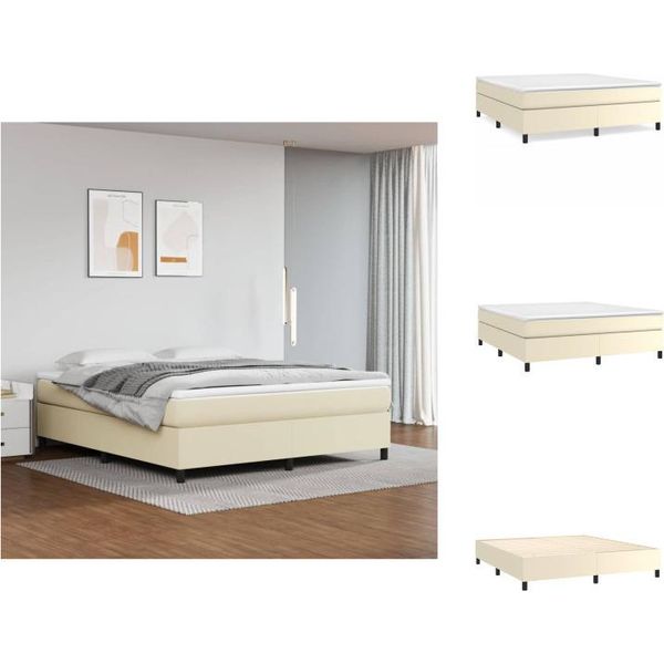 Vidaxl Letto A Molle Insacchettate Crema 180X200 Cm In Pelle Finta - Letti & Strutture Letto-image