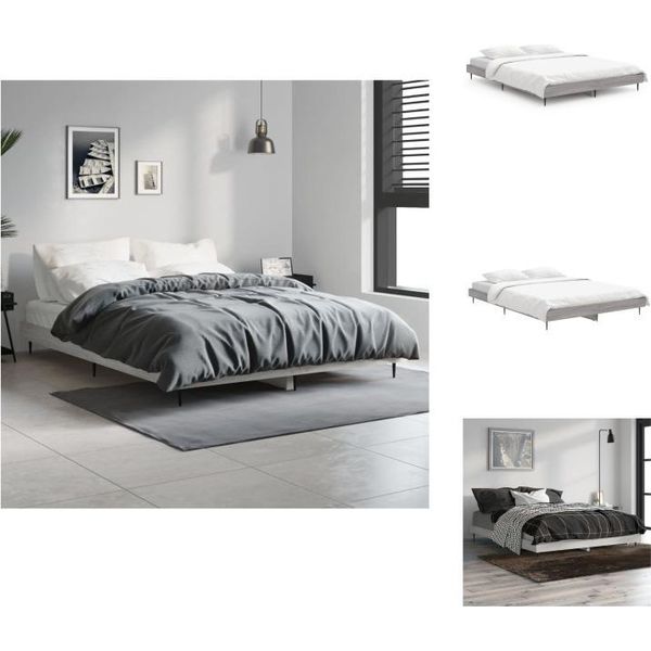 Vidaxl Struttura Letto Grigio Sonoma 140X190 Cm In Legno - Letti & Strutture Letto-image