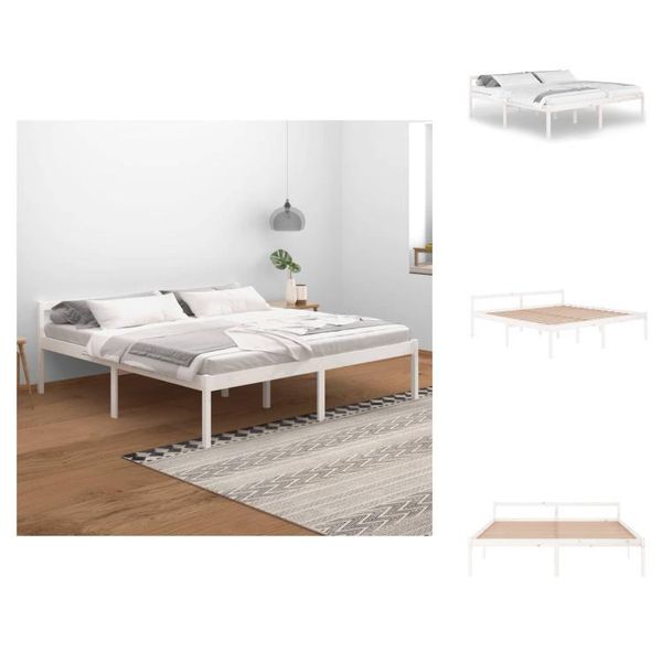 Vidaxl Letto Senior Bianco 200X200 Cm Pino Massiccio - Letti E Strutture Letto-image