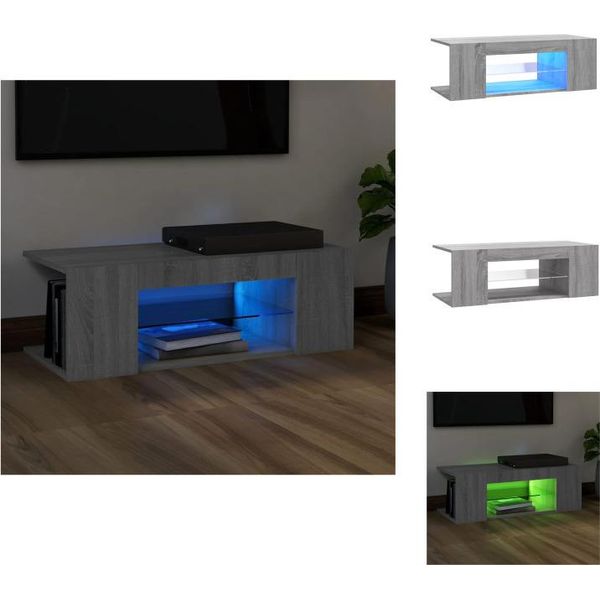 Vidaxl Mobile Tv Con Luci Led Grigio Sonoma 90X39X30 Cm - Mobili Tv-image