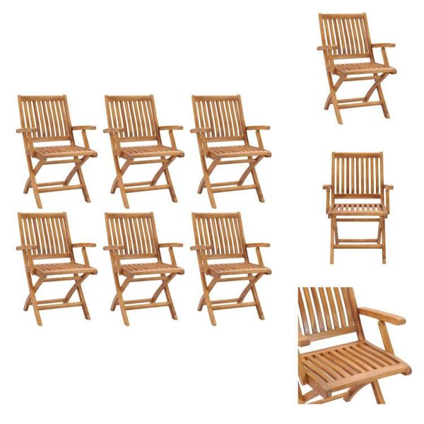 Vidaxl Sedie Da Giardino Pieghevoli 6 Pz. Legno Massiccio Teak - Sedie Da Giardino-image