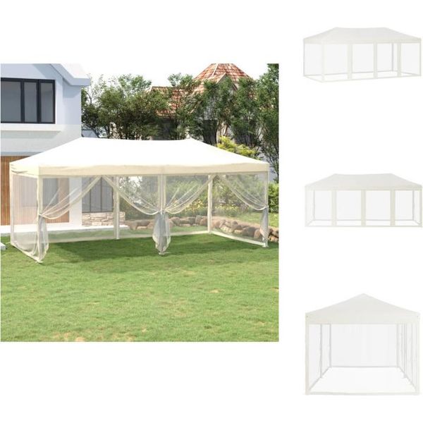 Vidaxl Tenda Per Feste Pieghevole Con Pareti Laterali Crema 3X6 M - Padiglioni E Tende Per Feste-image