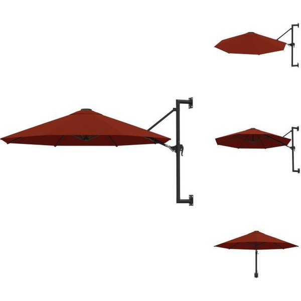 Vidaxl Ombrellone A Parete Con Asta In Metallo 300 Cm Rosso Terracotta - Ombrelloni E Tende Da Sole-image