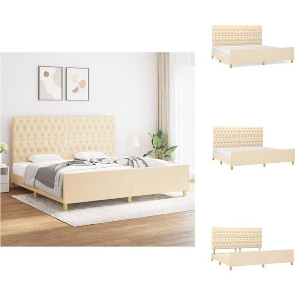 Vidaxl Struttura Letto Con Testiera In Tessuto Crema 200X200 Cm - Letti E Strutture Letto-image