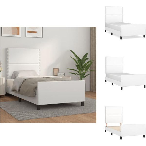 Vidaxl Struttura Letto Con Testiera Bianca 100X200 Cm In Pelle Finta - Letti E Strutture Letto-image
