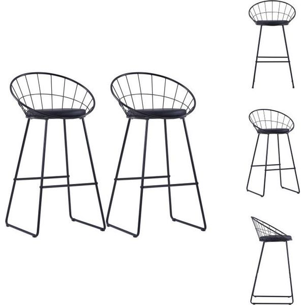 Vidaxl Sgabello Da Bar 2 Pezzi In Pelle Finta Nera - Sgabello Da Bar-image