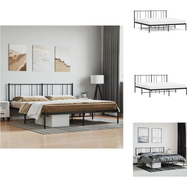 Vidaxl Struttura Letto Con Testiera In Metallo Nero 183X213 Cm - Letti E Strutture Letto-image