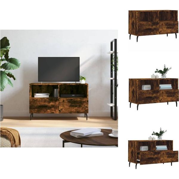 Mobile Tv Vidaxl Rovere Fumé 80X36X50 Cm Materiale A Base Di Legno - Mobili Tv-image
