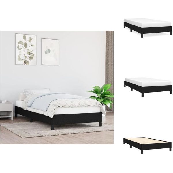 Vidaxl Struttura Letto Nera 90X190 Cm In Tessuto - Letti E Strutture Letto-image