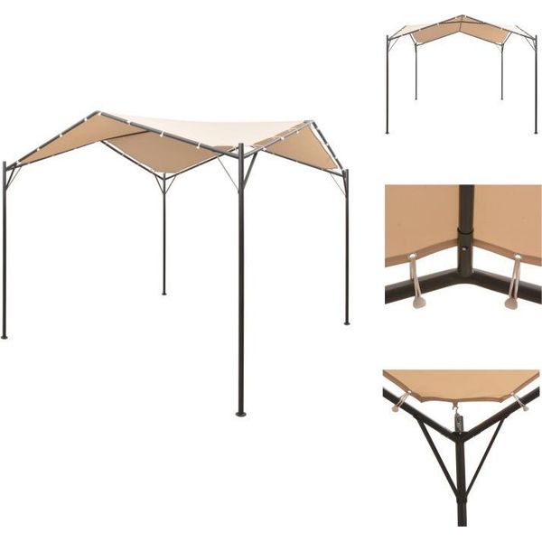 Vidaxl Tenda Per Feste A Padiglione 4X4 M Acciaio Beige - Padiglioni E Tende Per Feste-image