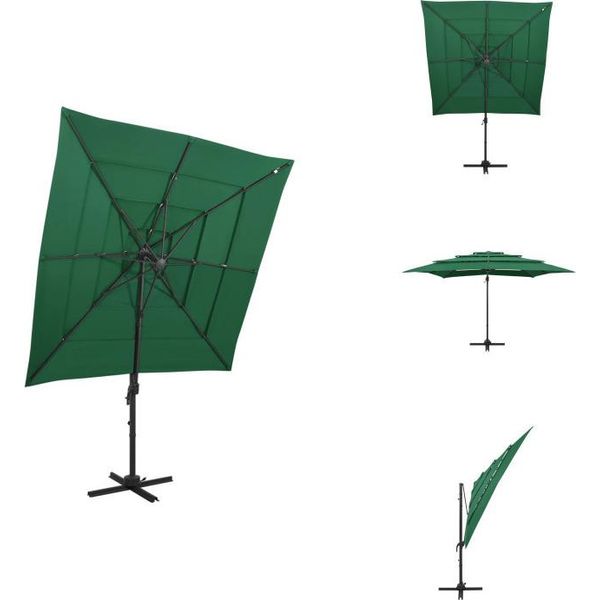 Vidaxl Ombrellone Con Palo In Alluminio A 4 Strati Verde 250X250 Cm - Ombrelloni E Tende Da Sole-image