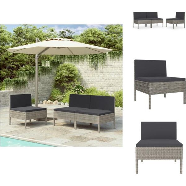Vidaxl Sedie Da Giardino 3 Pezzi Con Cuscini In Poly Rattan Grigio - Sedie Da Giardino-image