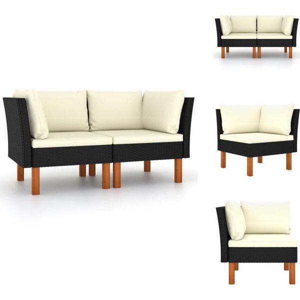 Vidaxl Divani Angolari 2 Pz. Poli Rattan E Legno Massiccio Di Eucalipto - Elementi Per Divani Da Giardino-image