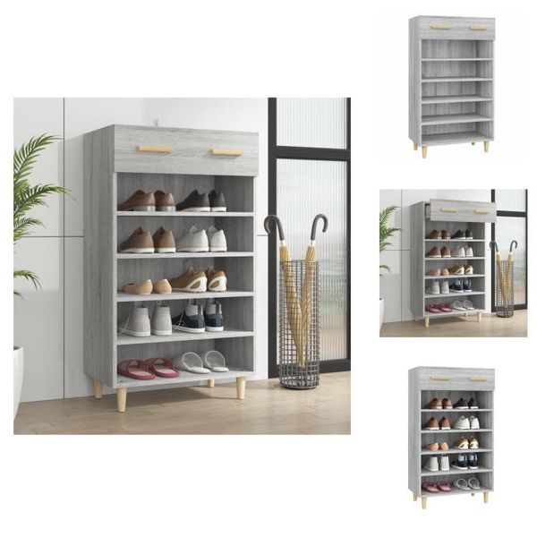 Vidaxl Scarpiera Grigio Sonoma 60X35X105 Cm Materiale A Base Di Legno - Scarpiere E Armadietti-image