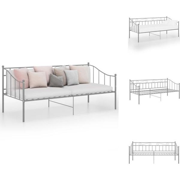 Vidaxl Divano Letto Struttura Letto Grigio Metallo 90X200 Cm - Letti E Strutture Letto-image