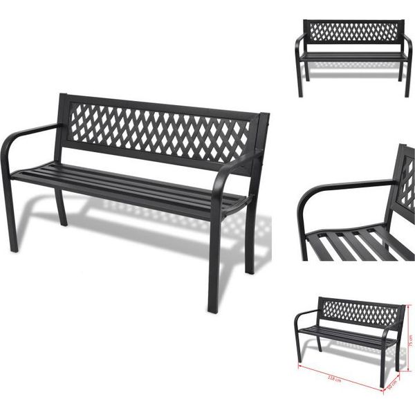 Vidaxl Panchina Da Giardino 118 Cm In Acciaio Nero - Panchine Da Giardino-image