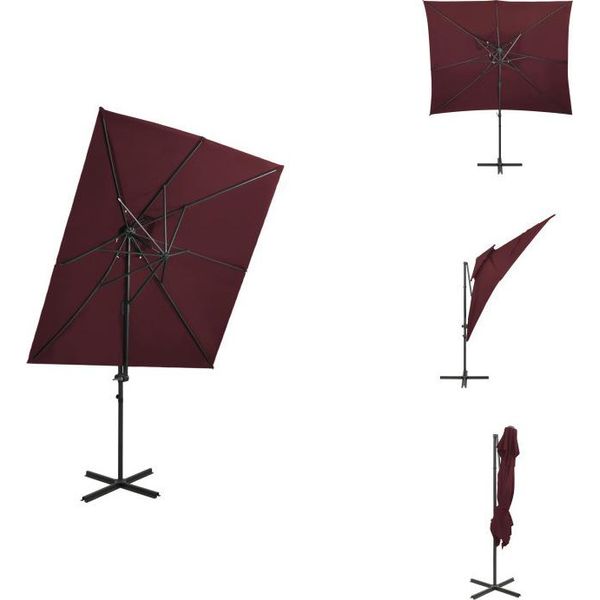 Vidaxl Ombrellone A Sbalzo Rosso Bordeaux 250X250 Cm Con Ventilazione - Ombrelloni E Tende Da Sole-image