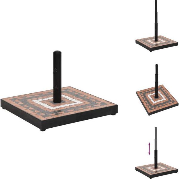 Vidaxl Supporto Per Ombrellone Terracotta E Bianco Quadrato 12 Kg - Supporto Per Ombrellone-image