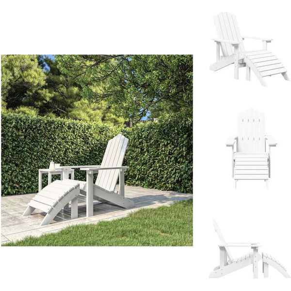 Vidaxl Sedia Da Giardino Adirondack Con Poggiapiedi Hdpe Bianco - Sedie Da Giardino-image