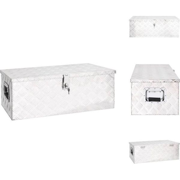 Vidaxl Cassetta Di Stoccaggio Argento 80X39X30 Cm In Alluminio - Cassette Per Attrezzi-image