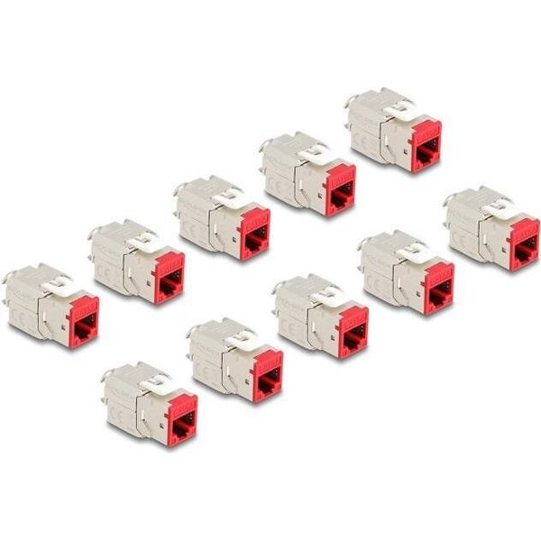 Delock - Modulare Eingabe - Werkzeugfrei - Cat 6A - Stp - 39,5 Mm - RJ-45 - Rot (88115)-image