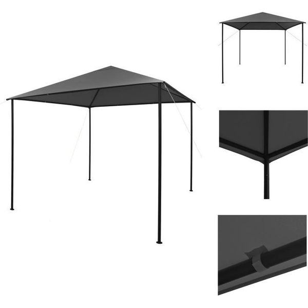 Vidaxl Pavilion 3X3 M In Tessuto Antracite E Acciaio 180 G/M² - Padiglioni E Tende Per Feste-image