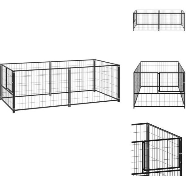 Vidaxl Cuccia Per Cani Nera 200X100X70 Cm In Acciaio - Cucce E Recinti Per Cani-image