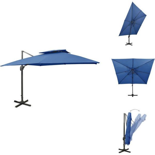 Vidaxl Ombrello Ampel Con Ventilazione 300X300 Cm Azzurro - Ombrelloni E Parasole-image