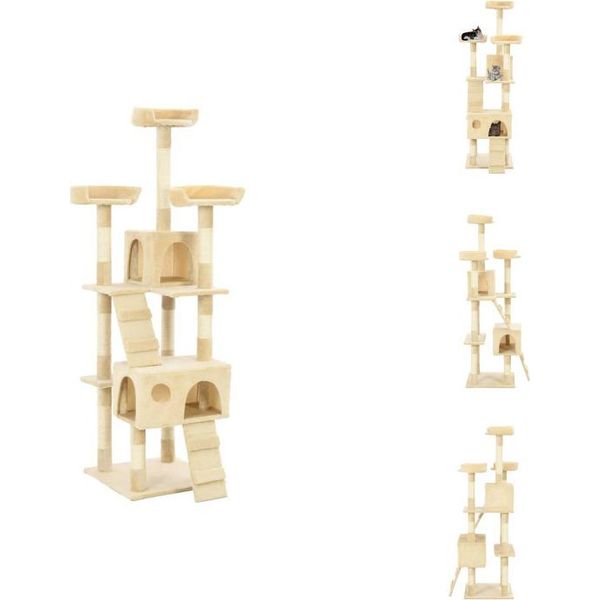 Vidaxl Tiragraffi Per Gatti Con Colonne In Sisal 170 Cm Beige - Tiragraffi-image