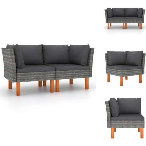 Vidaxl Divani Angolari 2 Pz. Poli Rattan E Legno Massiccio Di Eucalipto - Elementi Per Divani Da Giardino-image