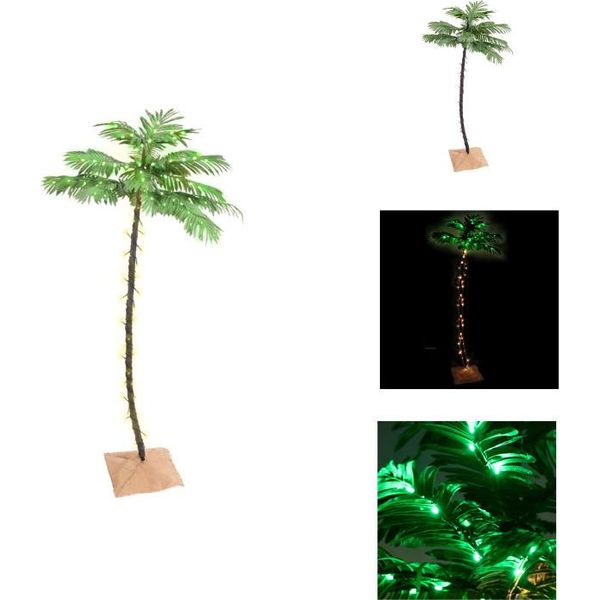 Vidaxl Palma Artificiale Con 96 Led Bianco Caldo 180 Cm - Alberi Di Natale-image