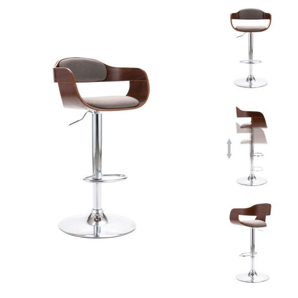 Vidaxl Sgabello Da Bar In Compensato E Tessuto Taupe - Sgabello Da Bar-image