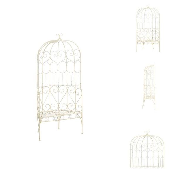 Vidaxl Panchina Da Giardino 95 Cm In Ferro Bianco Antico - Panchine Da Giardino-image