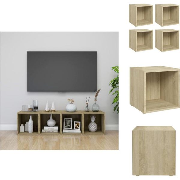 Vidaxl Mobili Tv 4 Pezzi Rovere Sonoma 37X35X37 Cm Materiale A Base Di Legno - Mobili Tv-image