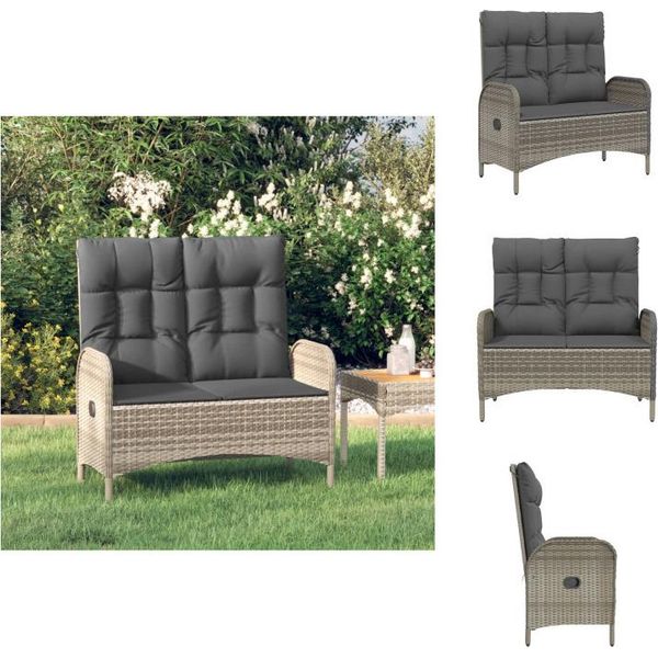 Vidaxl Panca Da Giardino Con Funzione Reclinabile E Cuscini 107 Cm In Poly Rattan Grigio - Panche Da Giardino-image