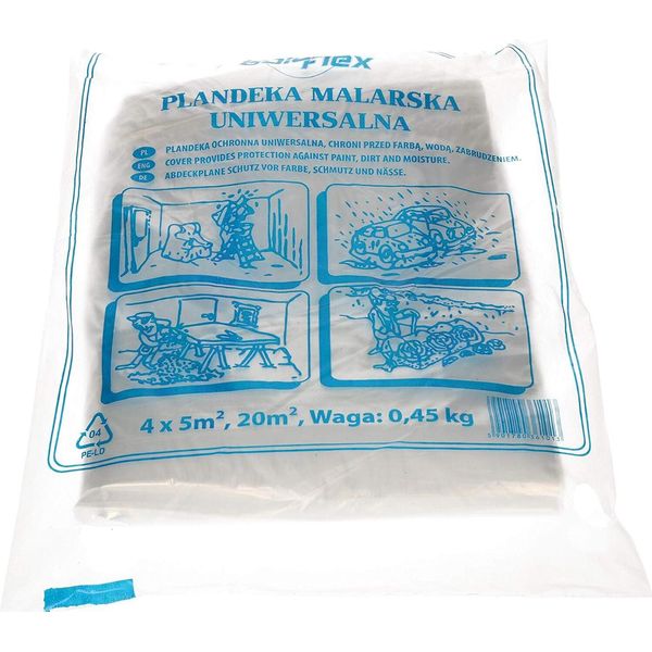 Kotarbau® Pellicola Per Mascheratura 4X5M Trasparente Molto Resistente Pellicola Antipolvere Pellicola Per Edilizia Telone Di Plastica Pellicola Multiuso Telone Per Imbianchini Pellicola Per Imbianchini Per Ristrutturazioni E Traslochi-image