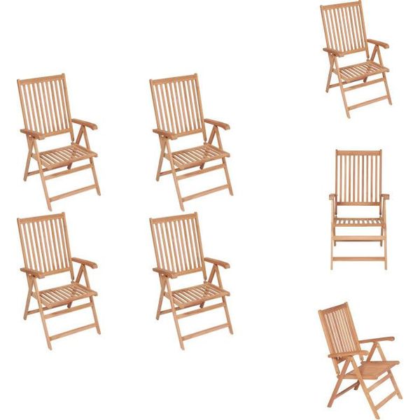 Vidaxl Sedie Da Giardino Regolabili 4 Pz. Legno Massiccio Di Teak - Sedie Da Giardino-image