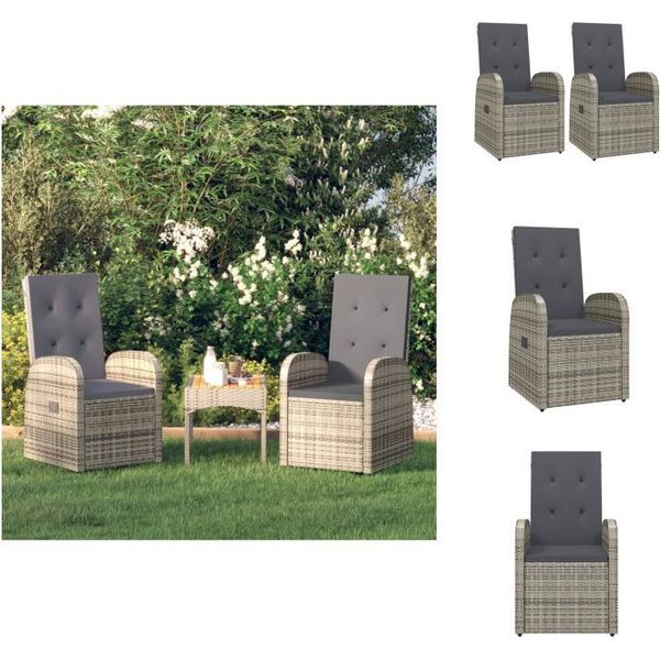 Vidaxl Sdraio Da Giardino 2 Pezzi Con Cuscini In Poly Rattan Grigio - Sedie Da Giardino-image