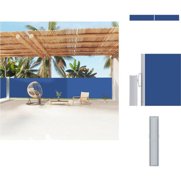 Vidaxl Tenda Laterale Estensibile Blu 160X1200 Cm - Ombrelloni E Tende Da Sole-image