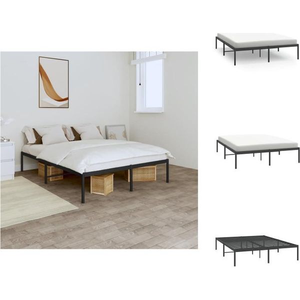 Vidaxl Struttura Letto In Metallo Nero 160X200 Cm - Letti E Strutture Letto-image