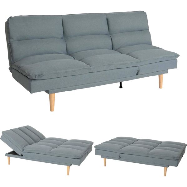 Divano Letto HWC-M79, Divano Letto Per Ospiti Divano Letto, Funzione Letto Superficie 180X110Cm ~ Tessuto/Tessuto Blu-Grigio-image