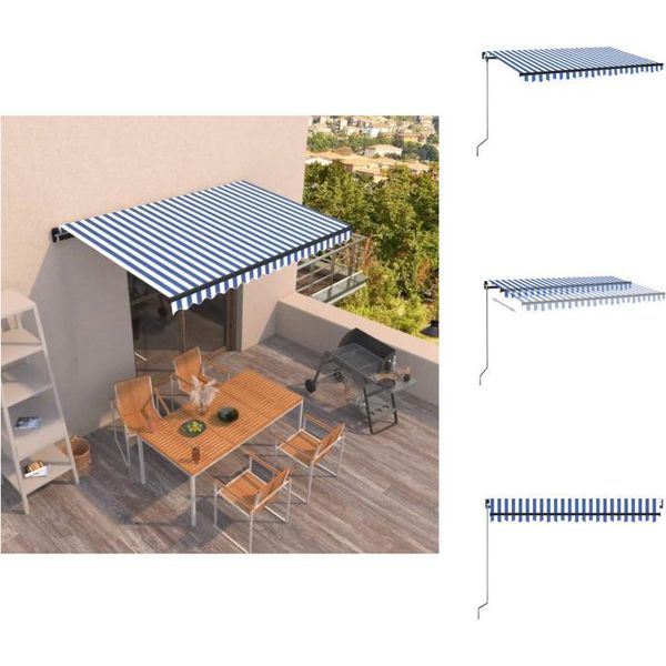 Vidaxl Tenda Da Sole Manuale A Scomparsa 400X350 Cm Blu E Bianco - Tende Da Sole-image