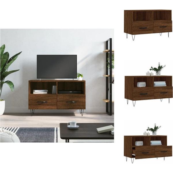 Vidaxl Mobile Tv Marrone Effetto Rovere 80X36X50 Cm Materiale A Base Di Legno - Mobili Tv-image
