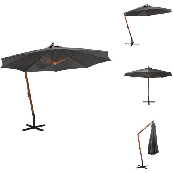 Vidaxl Ampelschirm Mit Mast Anthrazit 3,5X2,9 M Massivholz Tanne - Ombrelloni E Parasole-image